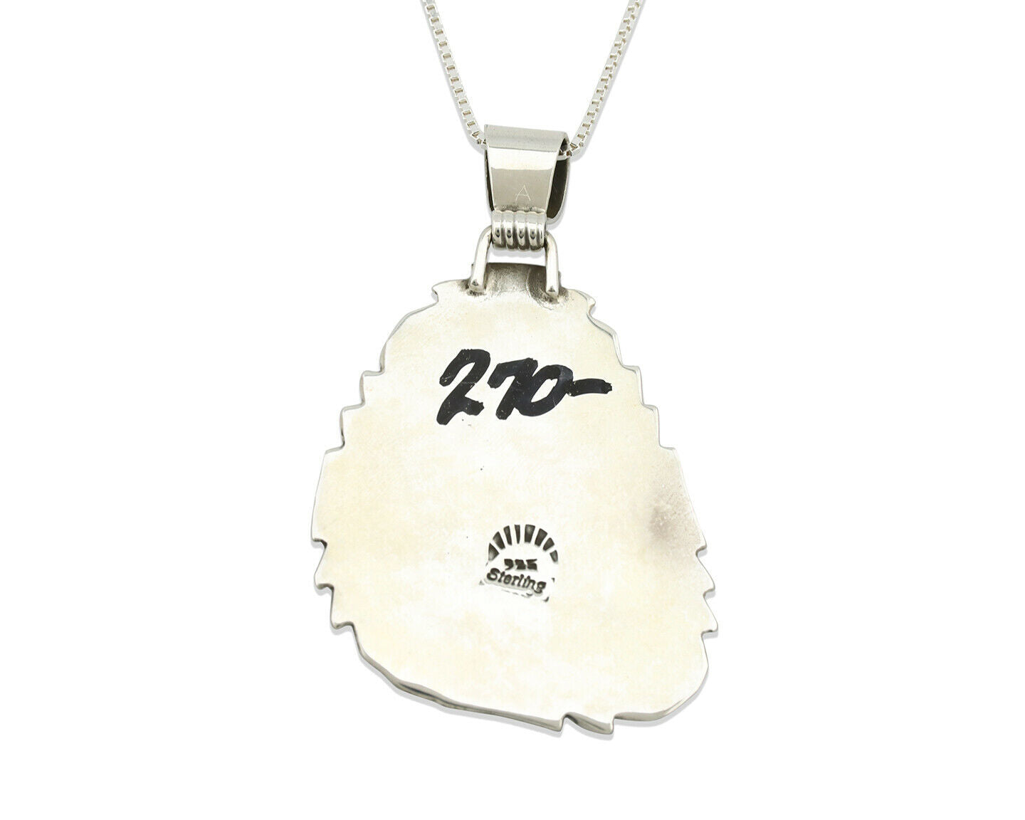 Navajo Kingman Turquoise Pendant .925 Silver Artist Signed Sunrise C.80's