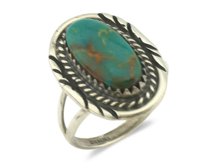 Navajo Ring .925 Silver Natural Turquoise Native American Artist C.1980's