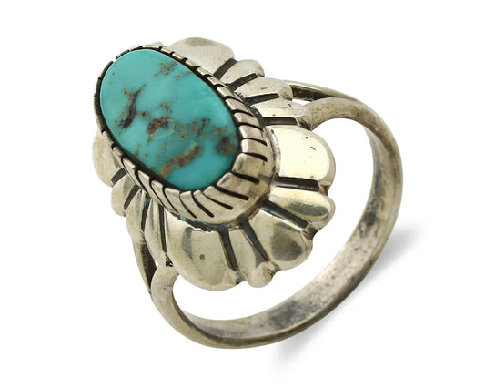 Navajo Ring .925 Silver Natural Mined Turquoise Artist Signed M Montoya C.80's