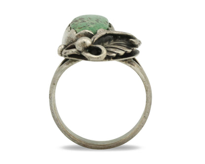 Navajo Ring .925 Silver Kingman Turquoise Native American Signed C.80's