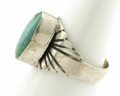 Navajo Ring .925 Silver Kingman Turquoise Artist Signed Apache C.80's
