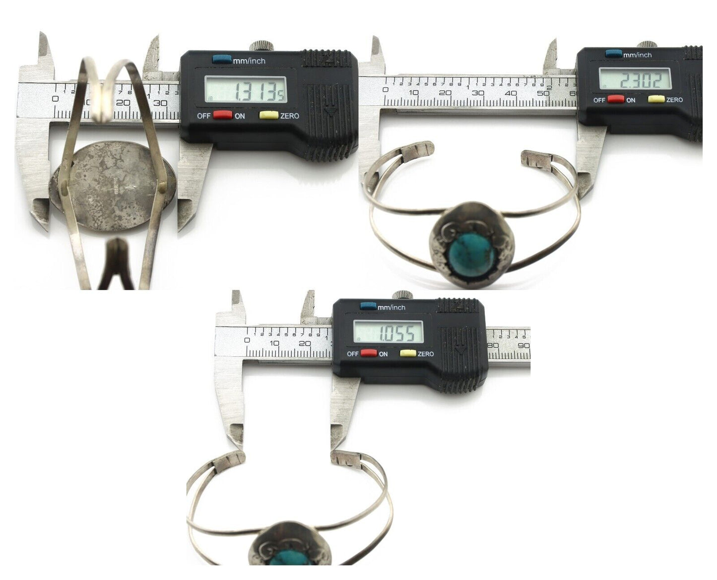 Navajo Cuff Bracelet 925 Silver Natural Turquoise Native American Artist C.80's