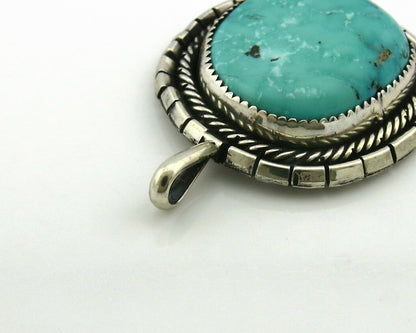 Navajo Pendant .925 Silver Kingman Turquoise Signed Artist Tom Willeto C.80's