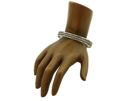 Navajo Bracelet .925 Silver Handmade Hand Stamped Signed Artist C Montoya C.80s