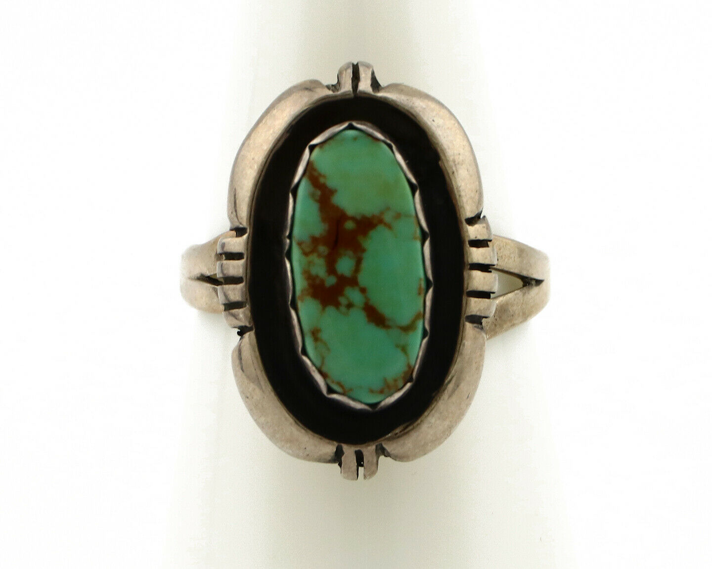 Navajo Ring .925 Silver Kingman Turquoise Handmade Native American Artist C.80's