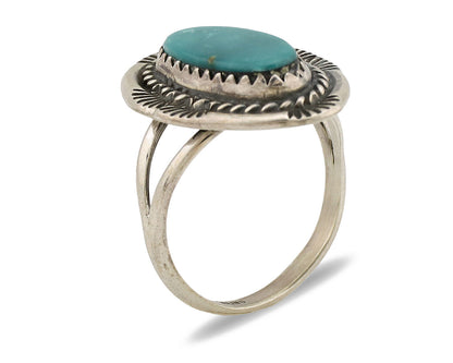 Navajo Ring .925 Silver Turquoise Mountain Native American Artist C.1980's