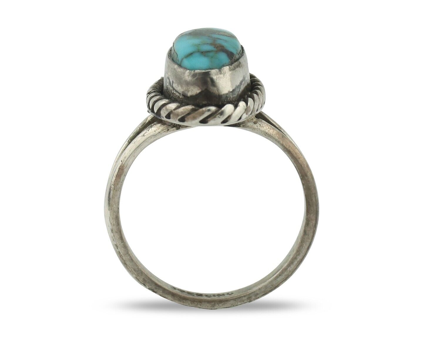 Navajo Handmade Ring .925 Silver Kingman Turquoise Native Artist C.80's