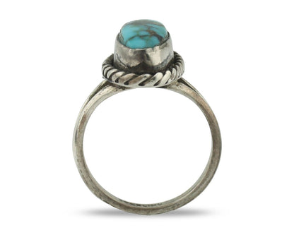 Navajo Handmade Ring .925 Silver Kingman Turquoise Native Artist C.80's