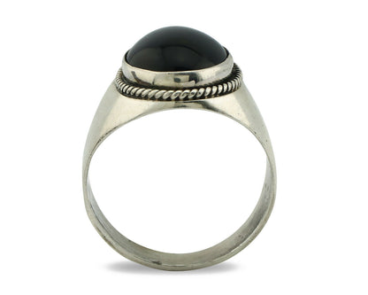Navajo Ring .925 Silver Handmade Black Onyx Native American Artist C.80's