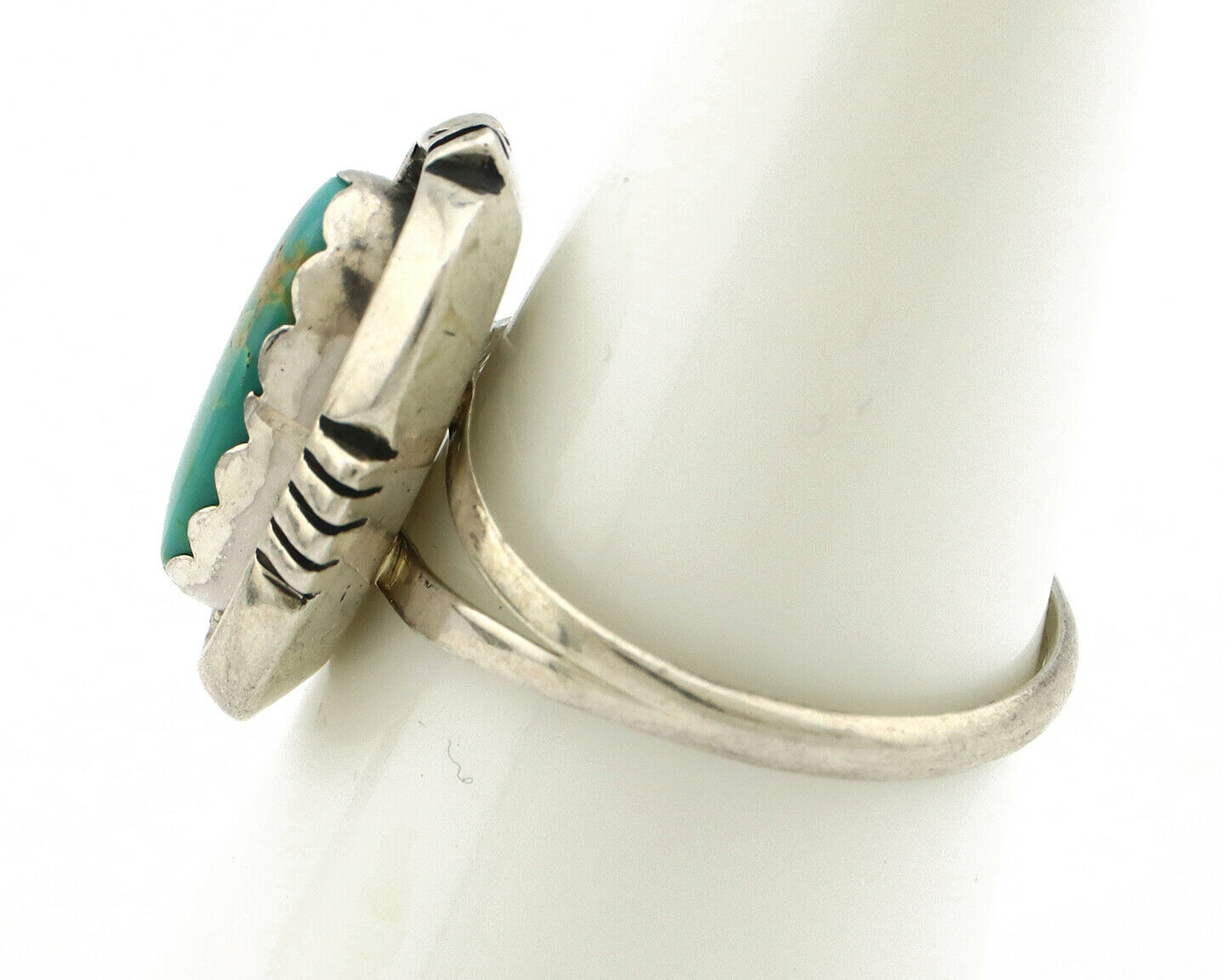 Navajo Ring .925 Silver Kingman Turquoise Handmade Native American Artist C.80's