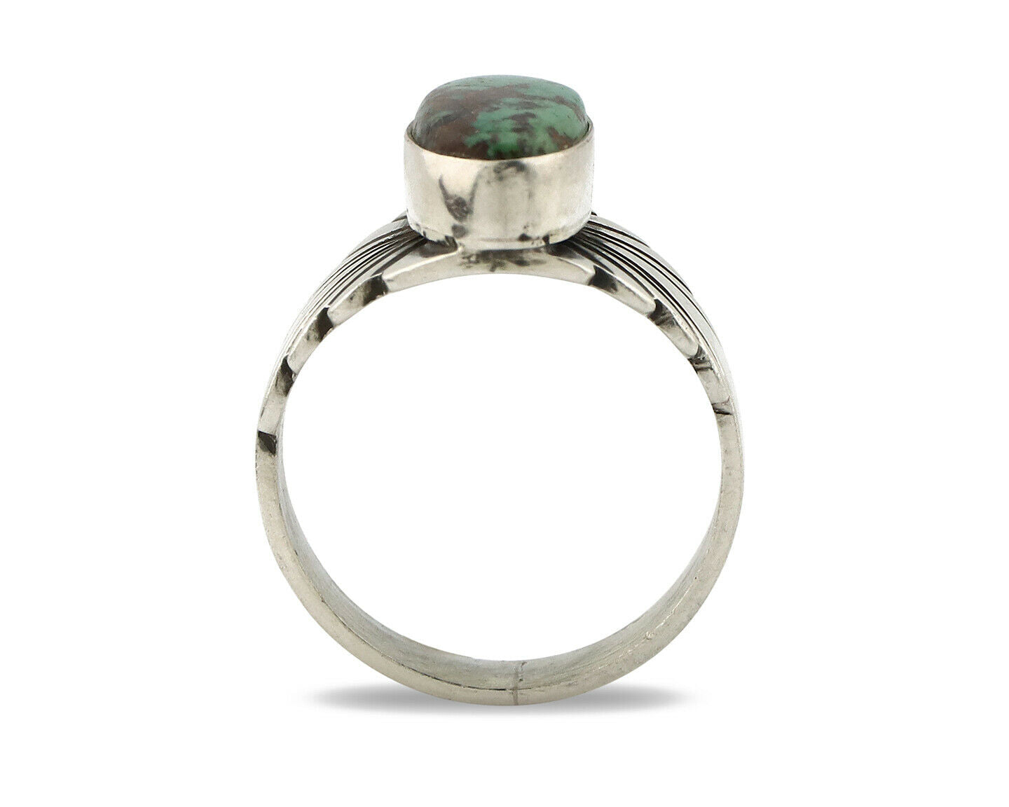 Navajo Ring .925 Silver Blue Green Arizona Turquoise Artist Signed Apache C.80's