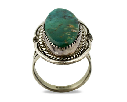 Navajo Ring .925 Silver Kingman Turquoise Artist Signed M Begay C.1980's