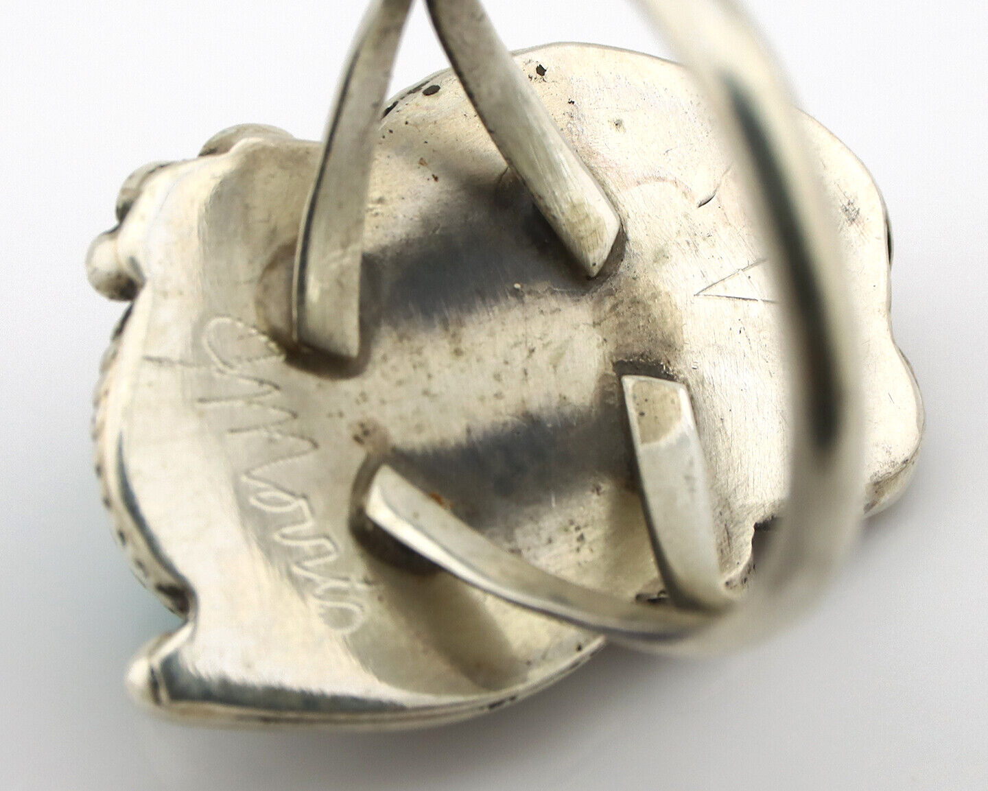 Navajo Ring 925 Silver Turquoise Mtn Turquoise Artist Signed Morris C.80's