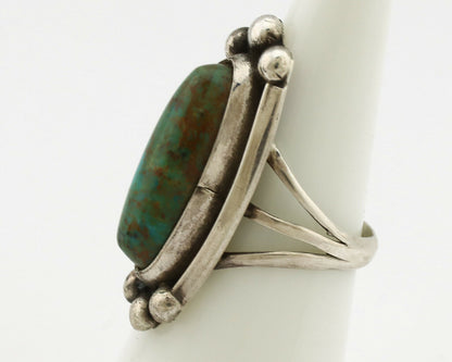 Navajo Ring .925 Silver Nevada Turquoise Signed Native Artist C.80's