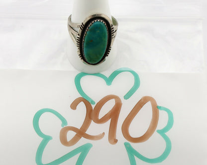 Navajo Ring .925 Silver Aqua Turquoise Native American Artist C.1980's