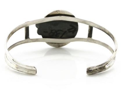 Navajo Bracelet .925 Silver Blue Green Turquoise Artist Signed C Montoya 80's