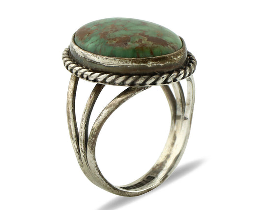 Navajo Ring 925 Silver Red Spiderweb Turquoise Native American Artist C.80's