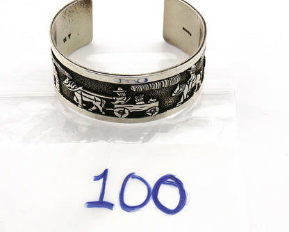 Navajo Bracelet .925 SOLID Silver Artist Signed Harold Yazzie Overlay C.80-90's