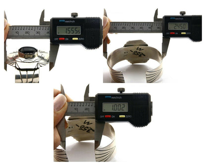 Navajo Bracelet .925 Silver Artist Signed NJ Black Onyx C.80's