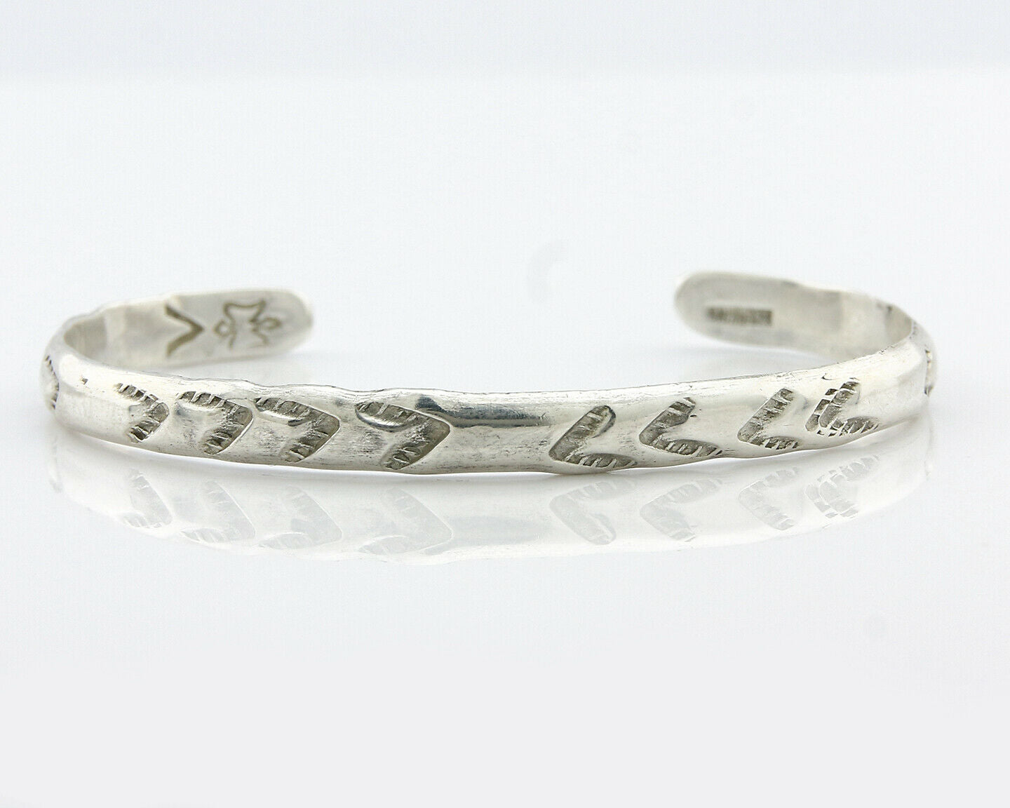 Navajo Bracelet .925 Silver Hand Stamped Arrow Head Artist I Montoya C.80's