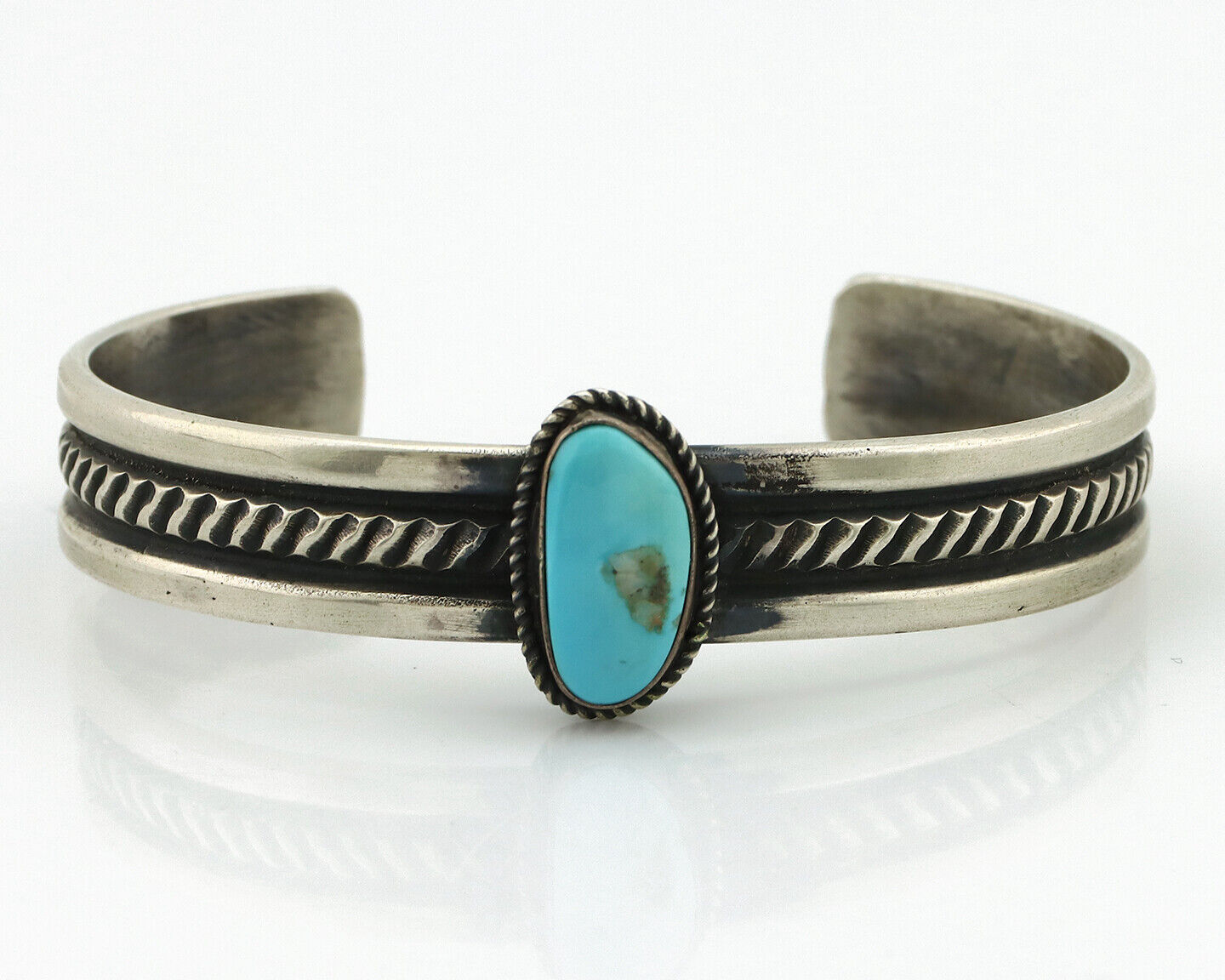 Women's Navajo .925 Silver Blue Natural Turquoise Artist Signed AL C.80's