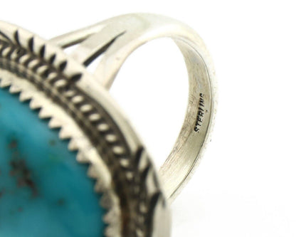Navajo Ring 925 Silver Natural Blue Turquoise Native American Artist C.80's
