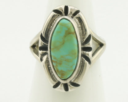 Navajo Ring .925 Silver Natural Mined Turquoise Artist Signed Gecko C.80's