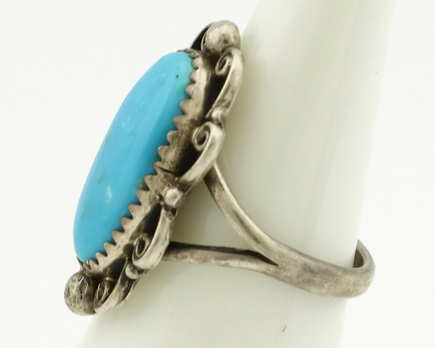 Navajo Ring .925 Silver Blue Turquoise Native American Artist C.80's