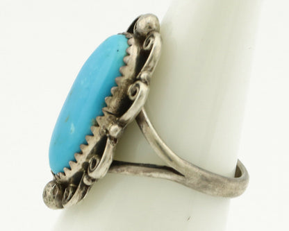 Navajo Ring .925 Silver Blue Turquoise Native American Artist C.80's