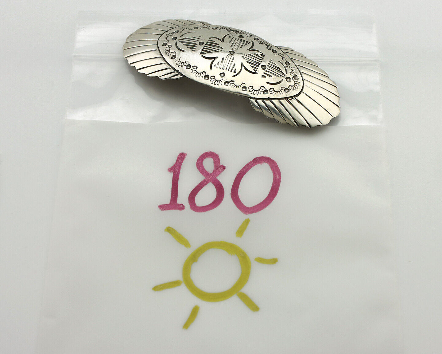 Navajo Hair Clip Barrette .925 Silver Hand Stamped Artist Signed C Montoya C80s
