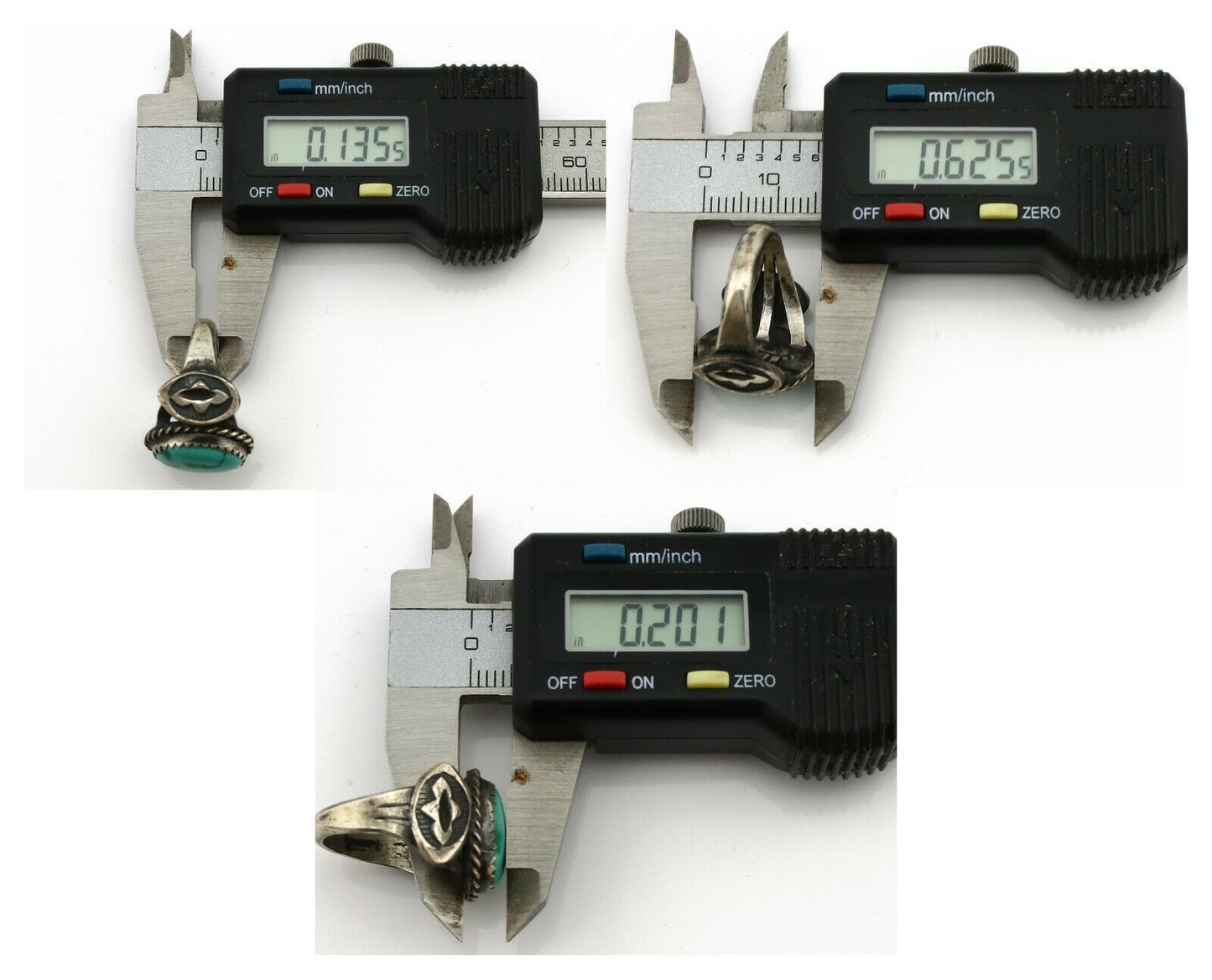 Navajo Ring .925 Silver Blue Turquoise Artist Signed FA C.1980's