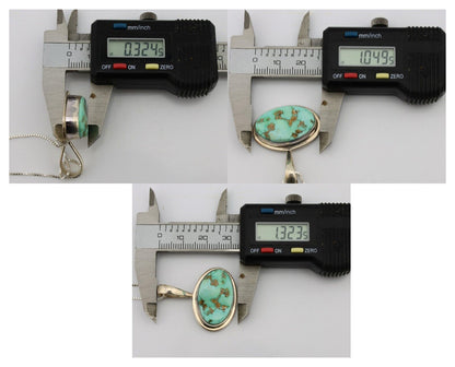 Navajo Necklace .925 Silver Fox Mine Turquoise Signed Doug Zachary C.1980's