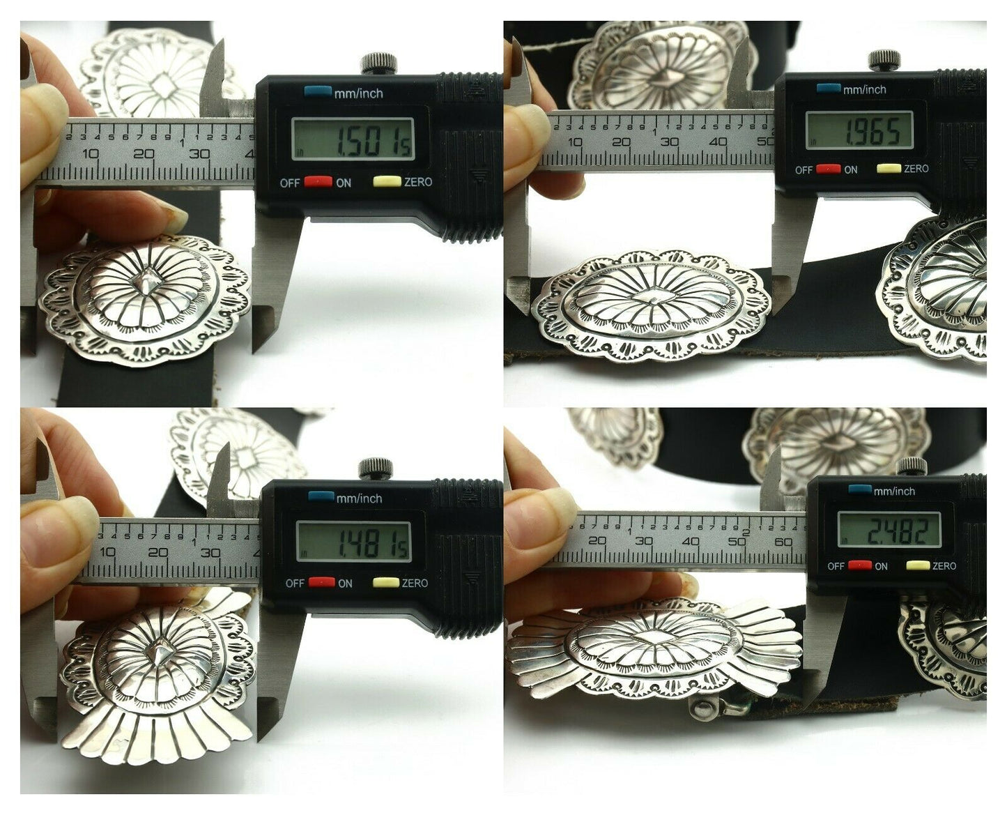 Navajo Concho Belt .925 Silver Hand Stamped Signed Marcella James C.80's