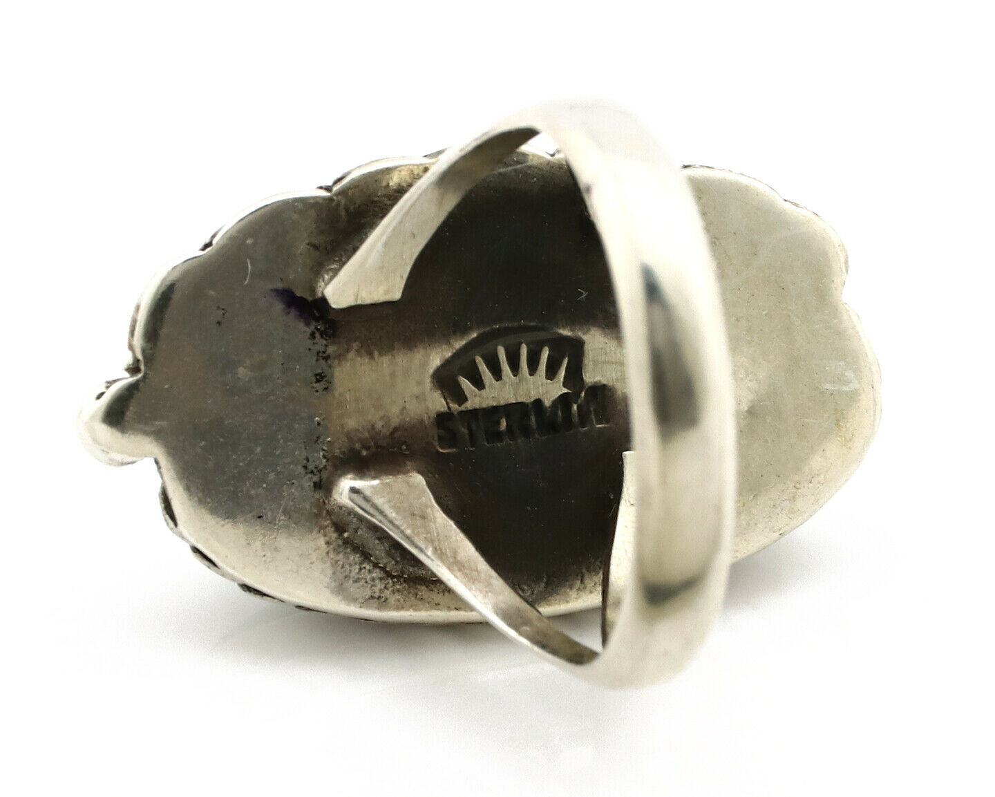 Navajo Ring .925 Silver Arizona Turquoise Signed Apache Manufacturing C80s