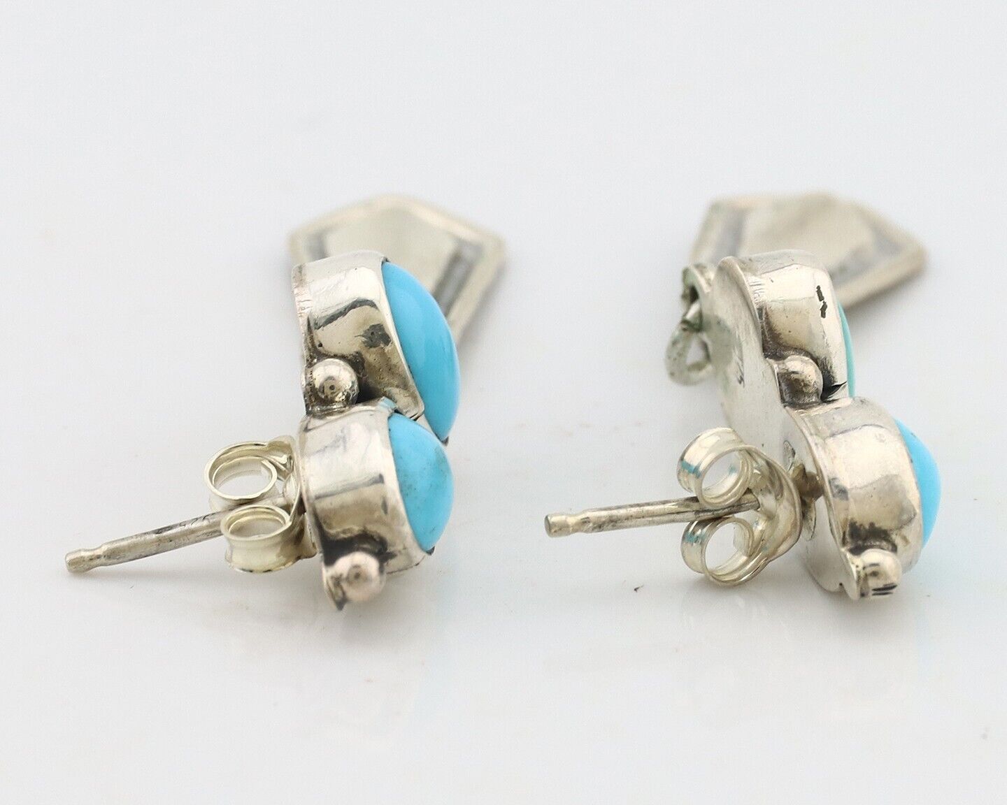 Navajo Earrings 925 Silver Natural Blue Turquoise Native American Earrings C80's