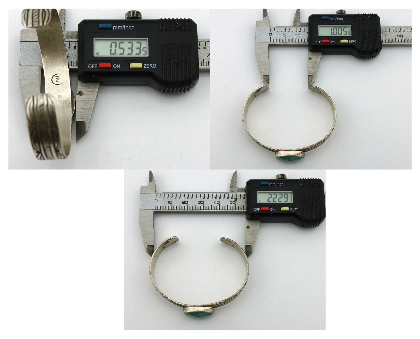 Women's Navajo .925 Silver Blue Spiderweb Turquoise Artist Signed JW C.80's