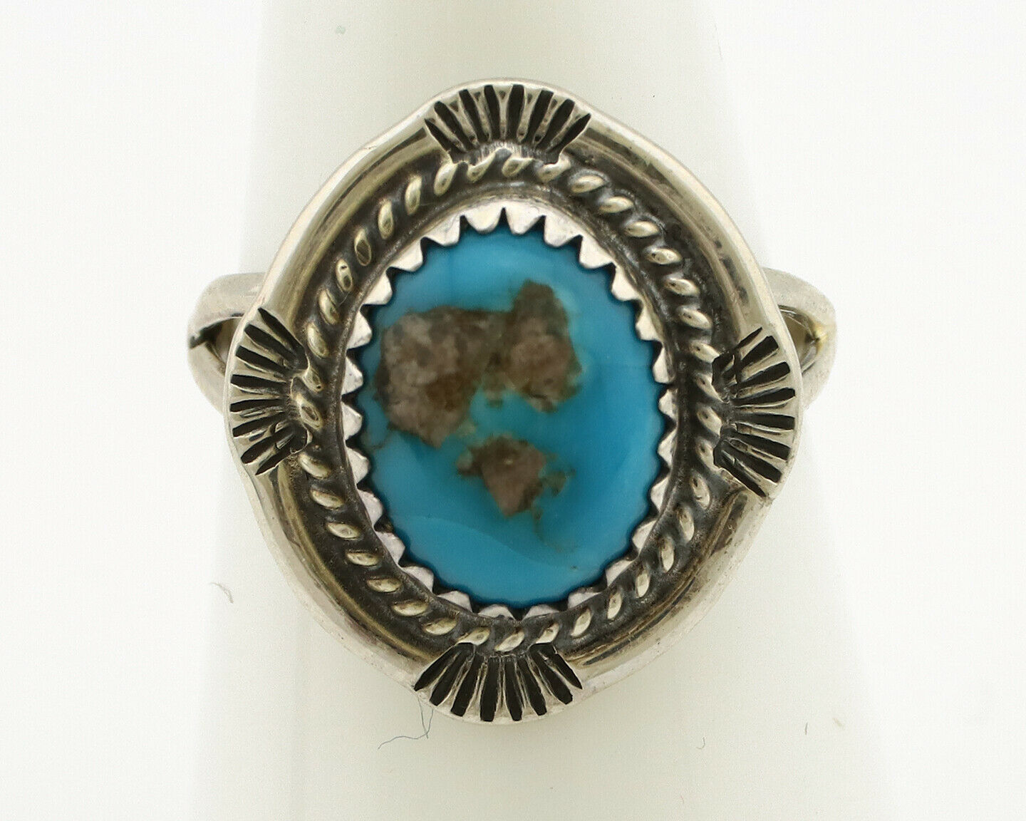 Navajo Ring .925 Silver Blue Southwest Turquoise Native Artist C.1980's