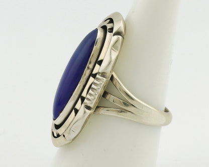 Navajo Ring 925 Silver Natural Lapis Lazuli Artist Signed William Denetdale C80s