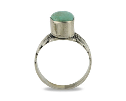 Navajo Ring .925 Silver Kingman Turquoise Artist Signed Apache C.80's