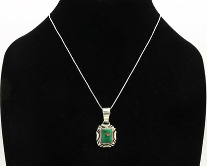 Navajo Necklace .925 Silver Green Variscite Signed Sun C.80's