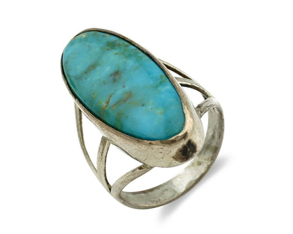 Navajo Ring .925 Silver Nevada Turquoise Native American Artist C.80's