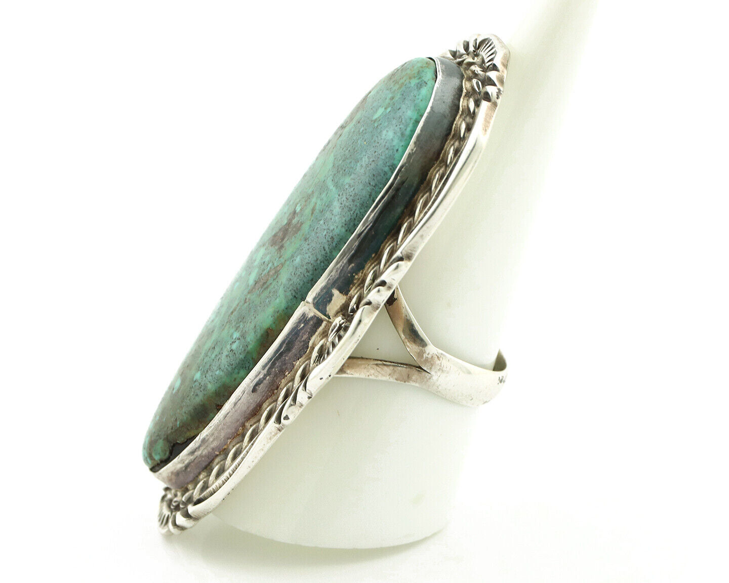 Navajo Ring 925 Silver Black Spiderweb Turquoise Artist Signed Billy Eagle C.80s