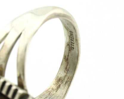Navajo Ring .925 Silver Spiderweb Native American Artist Signed B C.1980's