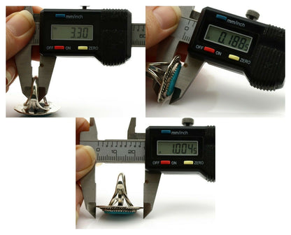 Navajo Ring .925 Silver Kingman Turquoise Artist Signed Begay C.1980's