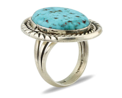 Navajo Ring 925 Silver Morenci Turquoise Signed Lee Bennett C.80's