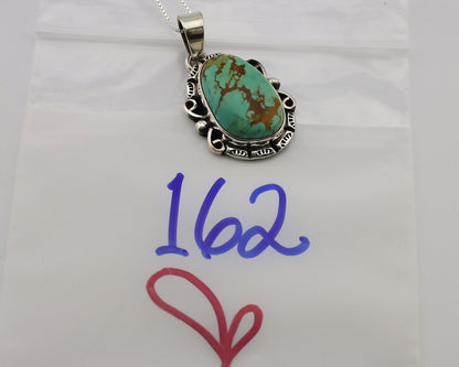 Navajo Necklace .925 Silver Kingman Turquoise Native American Signed C.1980's