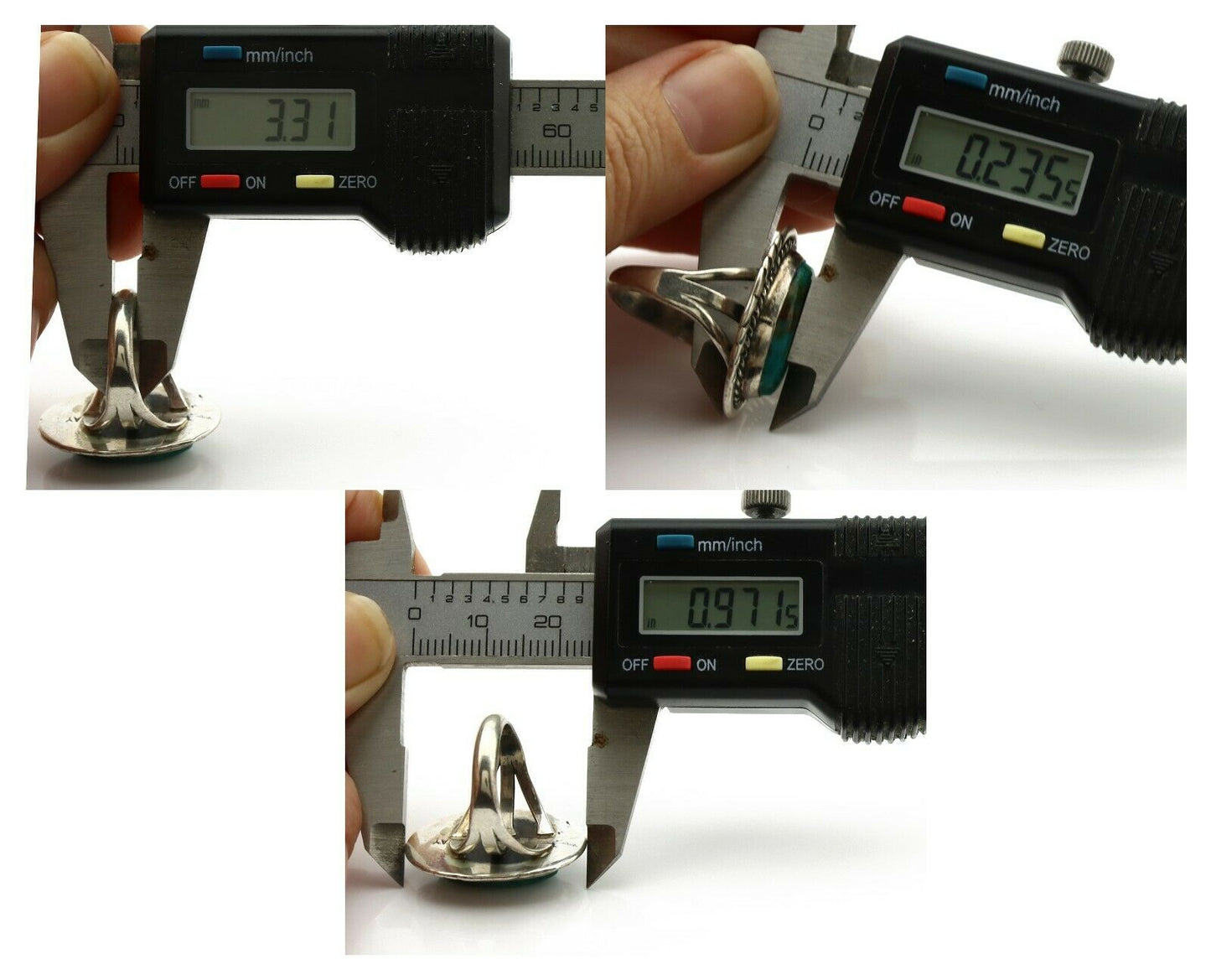 Navajo Ring .925 Silver Kingman Turquoise Signed M Begay C.1980's