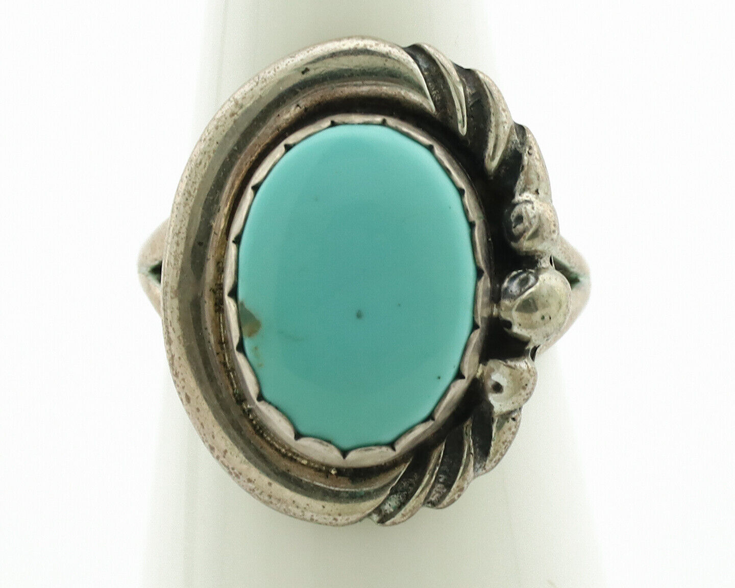 Navajo Ring .925 Silver Natural Blue Turquoise Native American Artist C.1980's