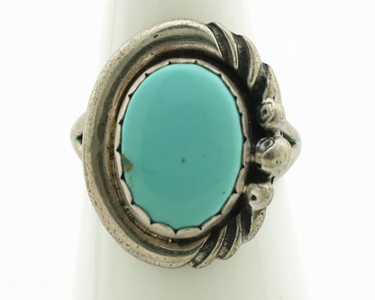 Navajo Ring .925 Silver Natural Blue Turquoise Native American Artist C.1980's