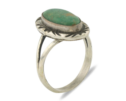 Navajo Ring .925 Silver Natural Mined Turquoise Native Artist Signed C.80's